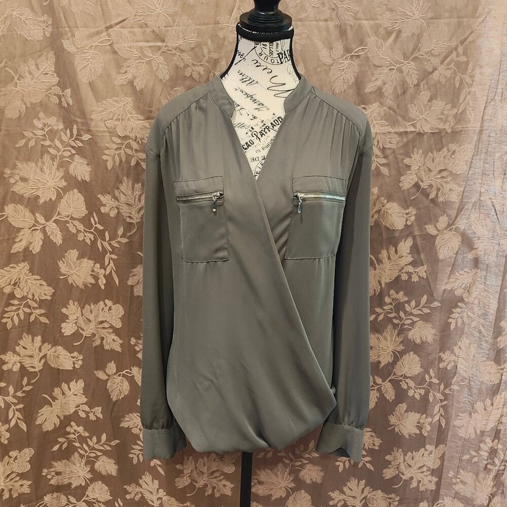 INC International Concepts, Zip Pocket Wrap Design Blouse, Size 2X, EUC!